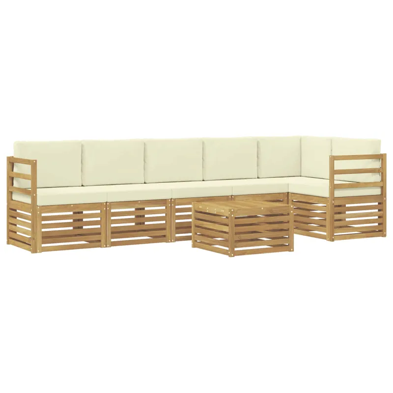 Lauko sofos komplektas 7 pcs Balta ir kreminė Poliesteris
