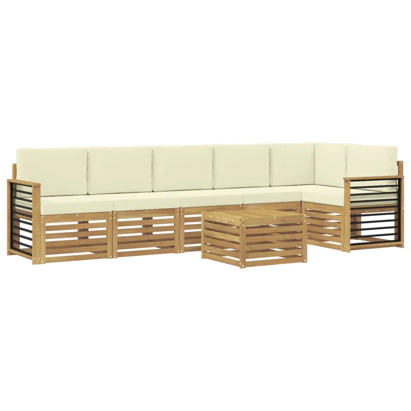 Sekcijos sofų komplektas su pagalve 7 pcs Balta ir kreminė