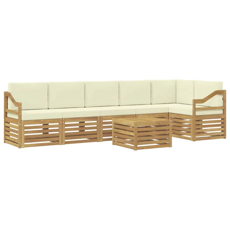 Sekcijos sofų komplektas su pagalve 7 pcs Balta ir kreminė