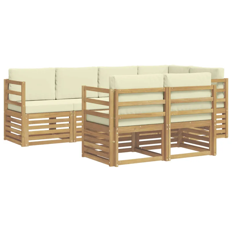 Sekcijos sofų komplektas su pagalve 7 pcs Balta ir kreminė