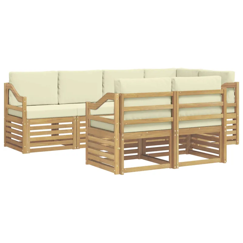 Sekcijos sofų komplektas su pagalve 7 pcs Balta ir kreminė