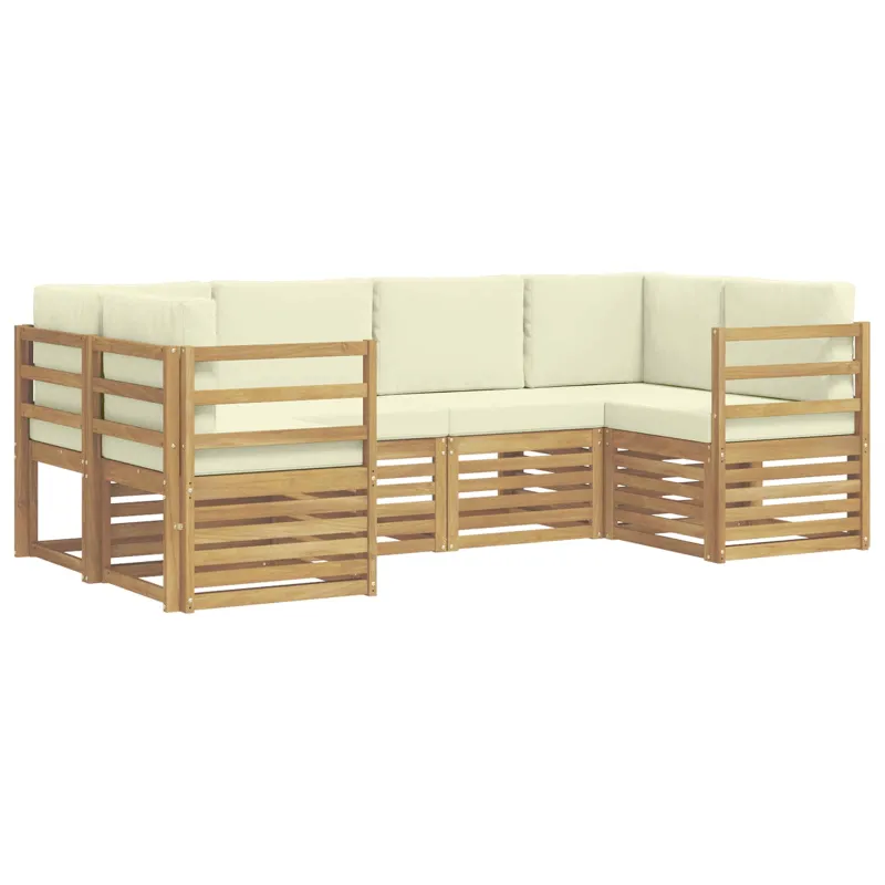 Sekcijos sofų komplektas 6 pcs Balta ir kreminė Poliesteris