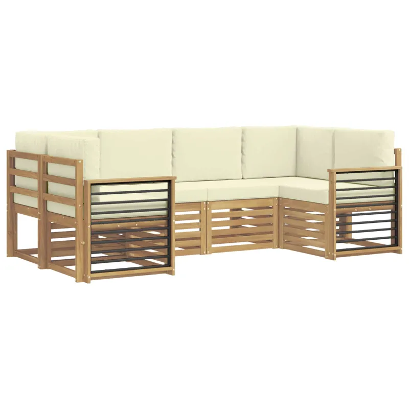 Sekcijos sofų komplektas 6 pcs Balta ir kreminė Poliesteris