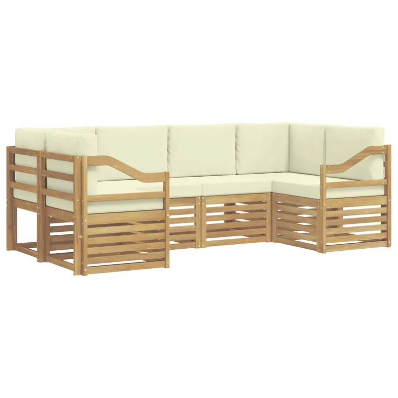 Sekcijos sofų komplektas 6 pcs Balta ir kreminė Poliesteris