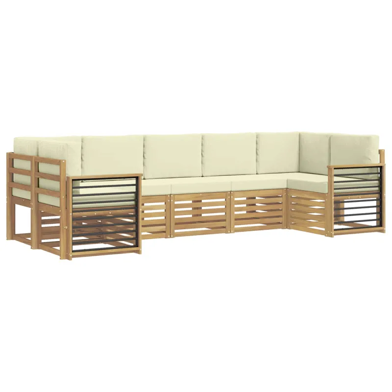 Sekcijos sofų komplektas 7 pcs Balta ir kreminė Poliesteris