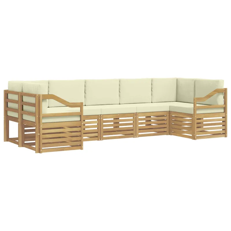 Sekcijos sofų komplektas 7 pcs Balta ir kreminė Poliesteris