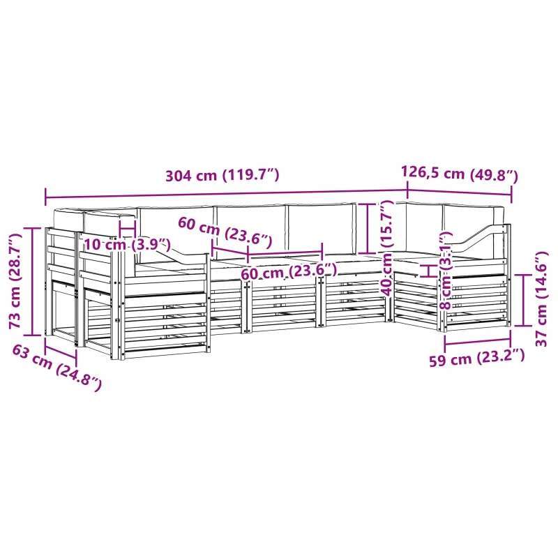 Sekcijos sofų komplektas 7 pcs Balta ir kreminė Poliesteris