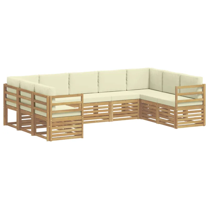 Sekcijos sofų komplektas 9 pcs Balta ir kreminė Poliesteris