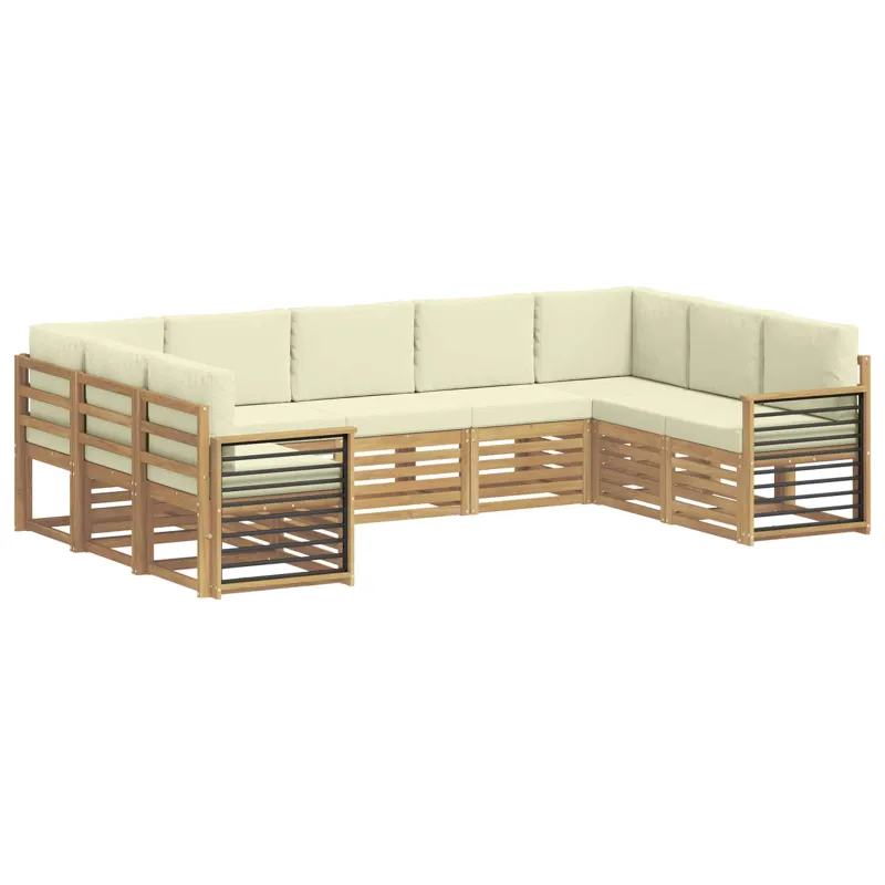 Sekcijos sofų komplektas 9 pcs Balta ir kreminė Poliesteris