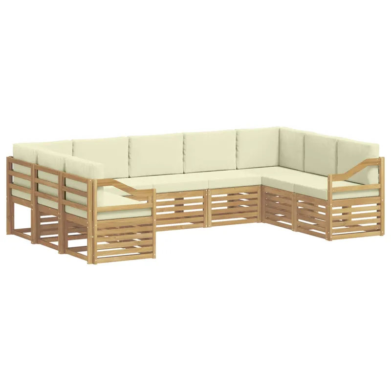 Sekcijos sofų komplektas 9 pcs Balta ir kreminė Poliesteris