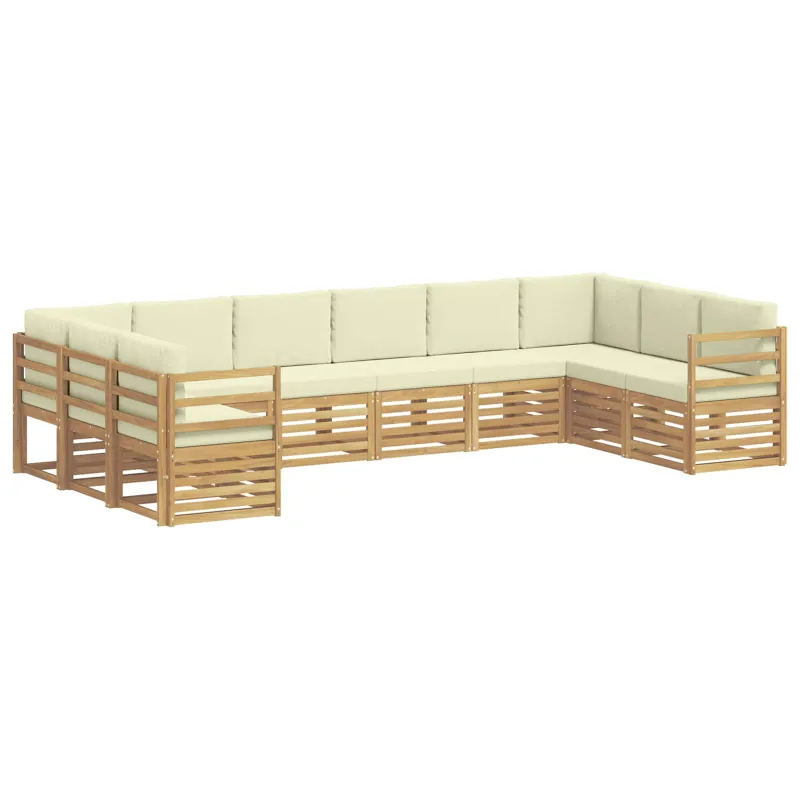 Lauko sofos komplektas 10 pcs Balta ir kreminė Poliesteris