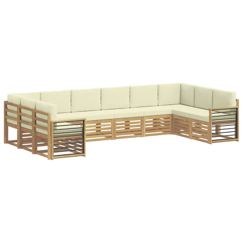 Sekcijos sofų komplektas 10 pcs Balta ir kreminė Poliesteris