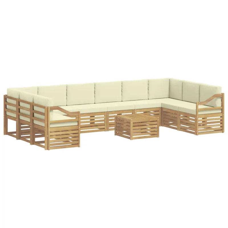 Lauko sofos komplektas 11 pcs Balta ir kreminė Poliesteris
