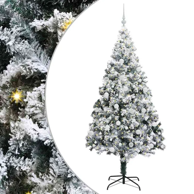 Dirbtinė Kalėdų eglutė Balta 210 cm PVC ir Plienas ir Plastikas