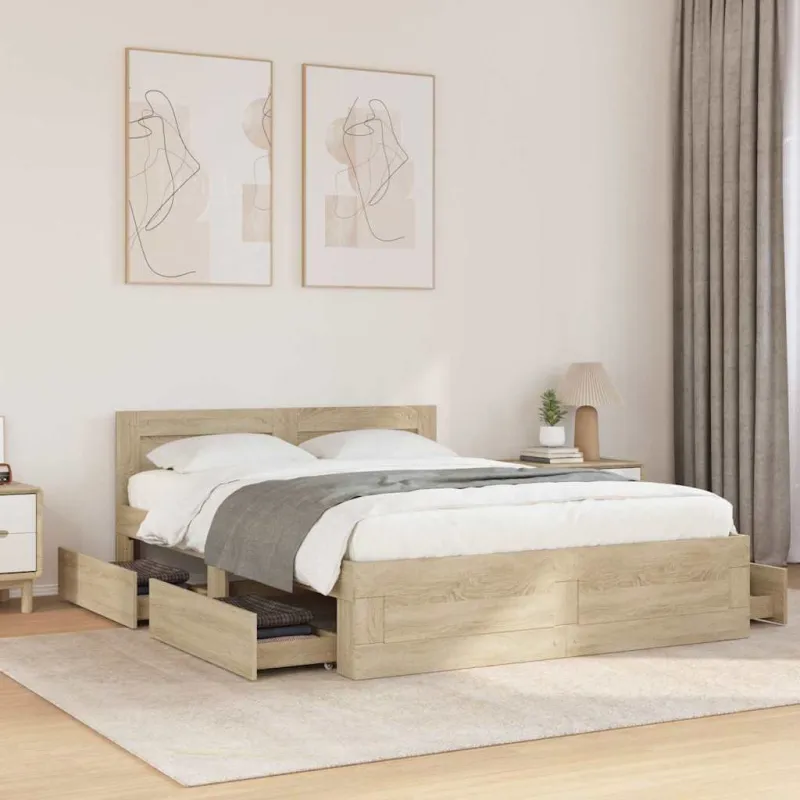Lovos rėmas 2 pcs Sonoma 137 x 188 cm Apdirbta mediena