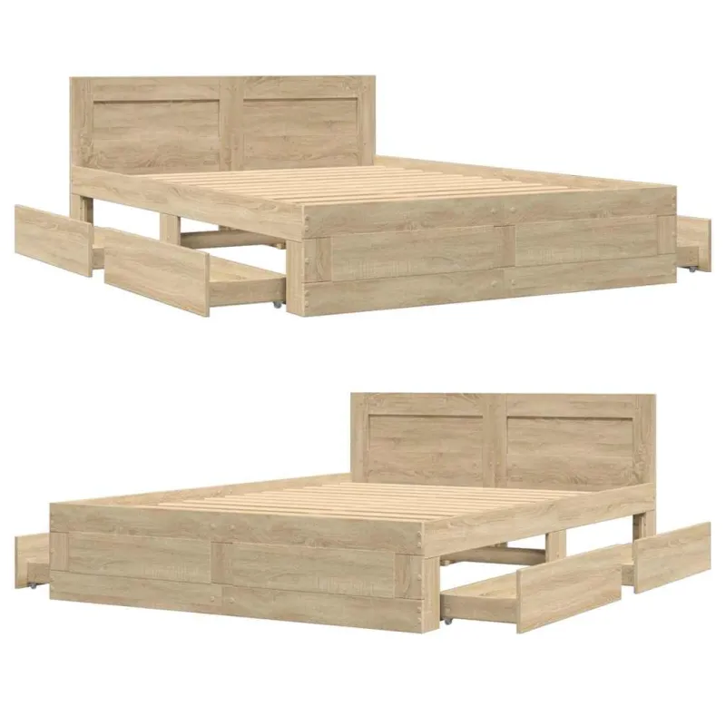 Lovos rėmas 2 pcs Sonoma 137 x 188 cm Apdirbta mediena