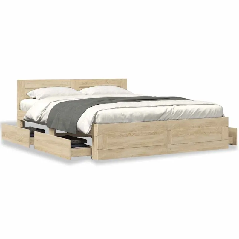 Lovos rėmas 2 pcs Sonoma 153 x 203 cm Apdirbta mediena