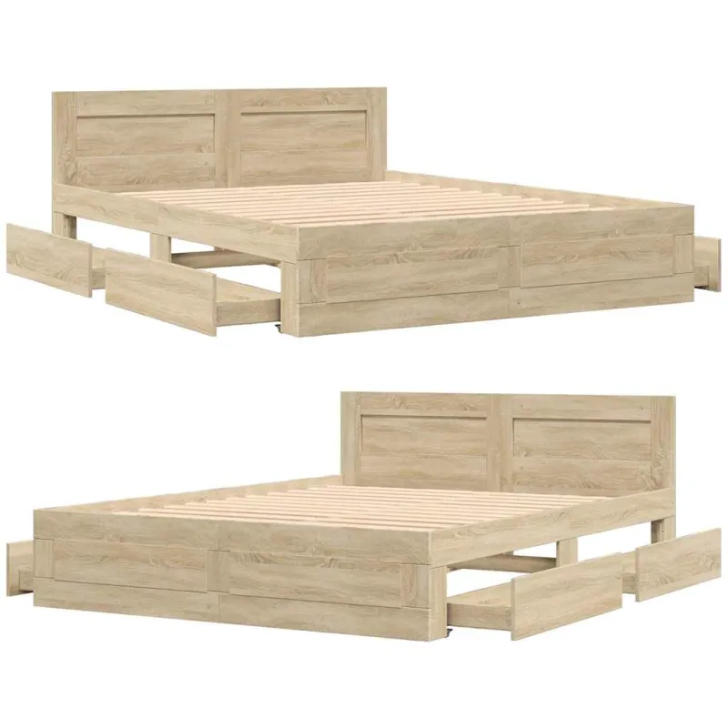 Lovos rėmas 2 pcs Sonoma 153 x 203 cm Apdirbta mediena
