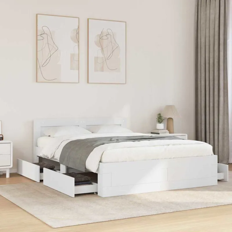 Lovos rėmas 2 pcs Baltas 137 x 188 cm Apdirbta mediena
