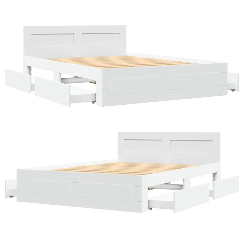Lovos rėmas 2 pcs Baltas 137 x 188 cm Apdirbta mediena