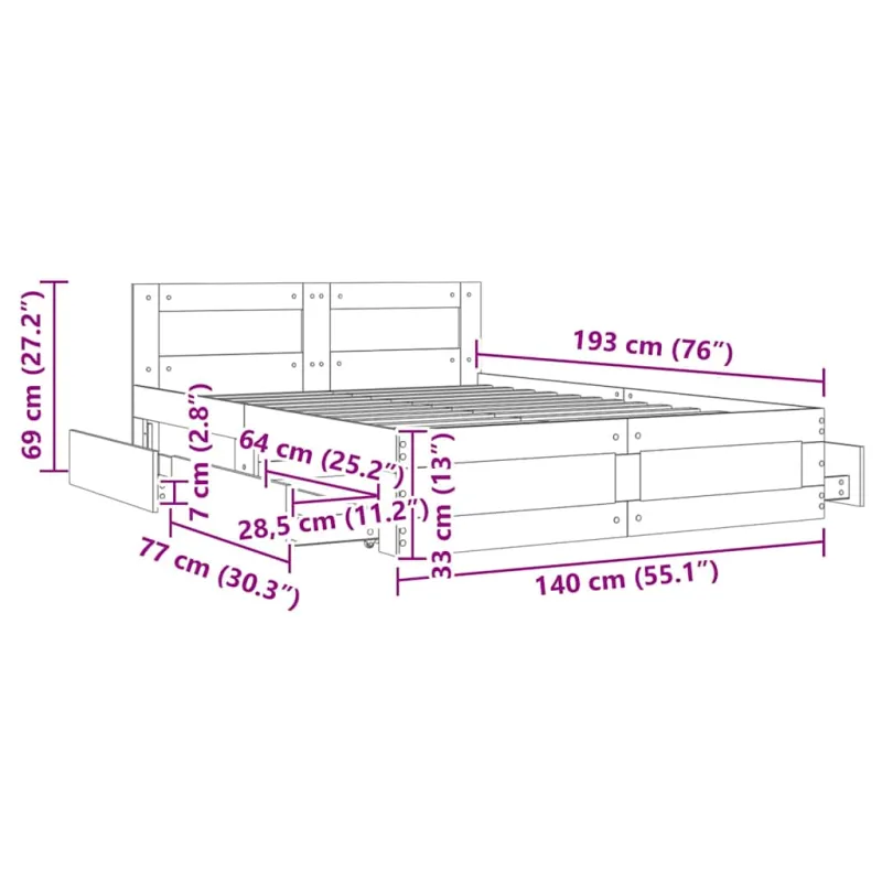 Lovos rėmas 2 pcs Baltas 137 x 188 cm Apdirbta mediena