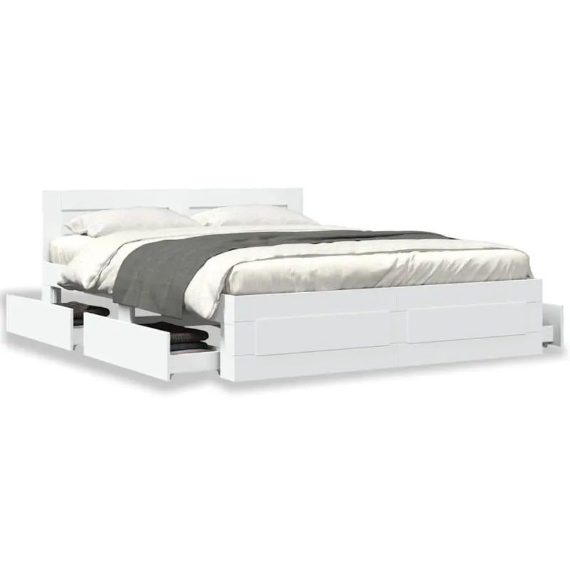Lovos rėmas 2 pcs Baltas 150 x 200 cm Apdirbta mediena
