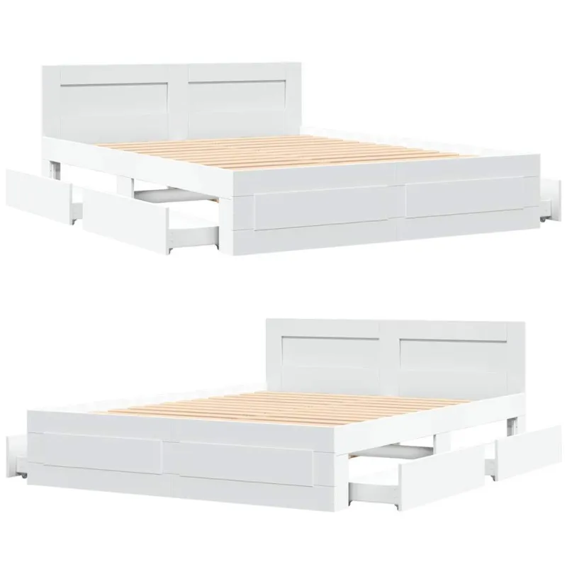 Lovos rėmas 2 pcs Baltas 150 x 200 cm Apdirbta mediena