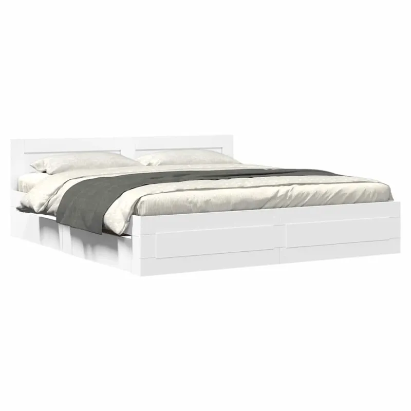 Lovos rėmas 2 pcs Baltas 193 x 203 cm Apdirbta mediena
