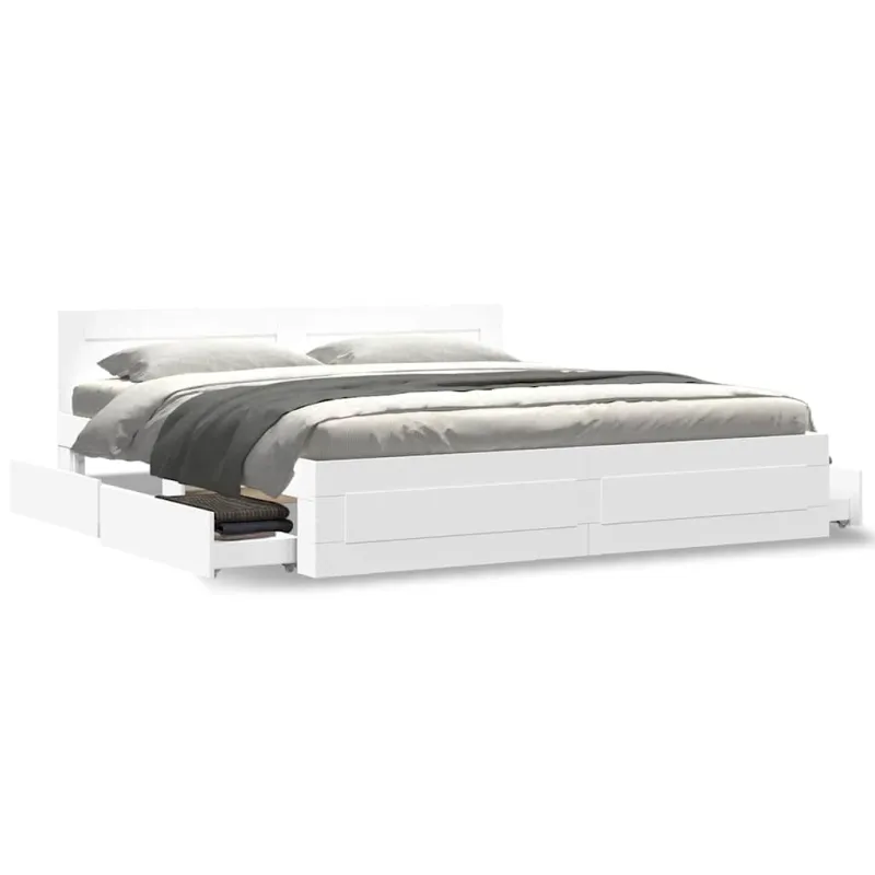Lovos rėmas 2 pcs Baltas 193 x 203 cm Apdirbta mediena