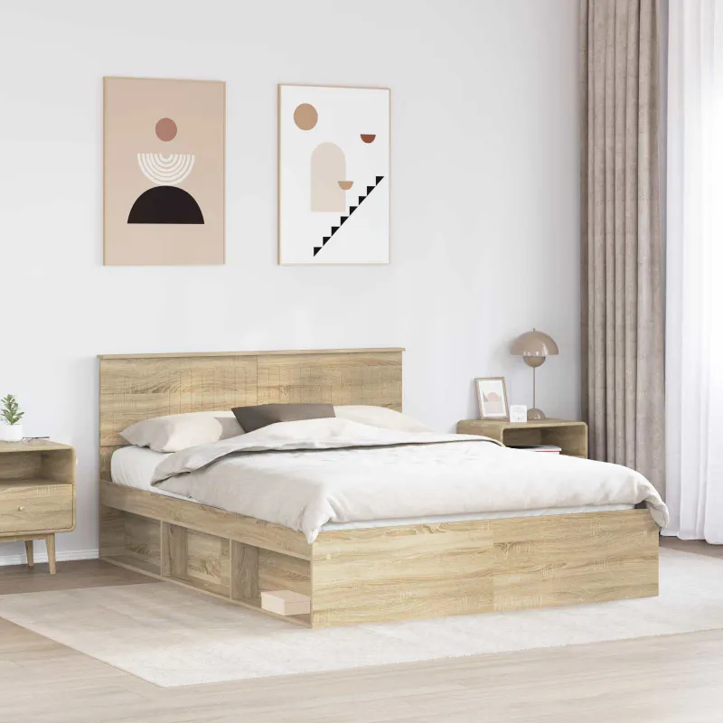 Lovos rėmas Sonoma ąžuolas 150 x 200 cm Kietos pušies mediena