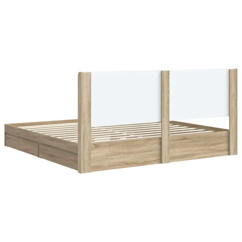 Lovos rėmas su saugojimu ir nugara Sonoma ąžuolas 180 x 200 cm