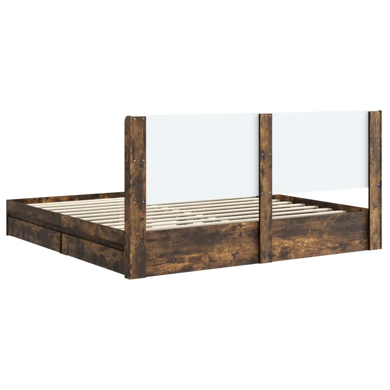 Lovos rėmas su saugojimu ir nugara Dūminio ąžuolo 180 x 200 cm