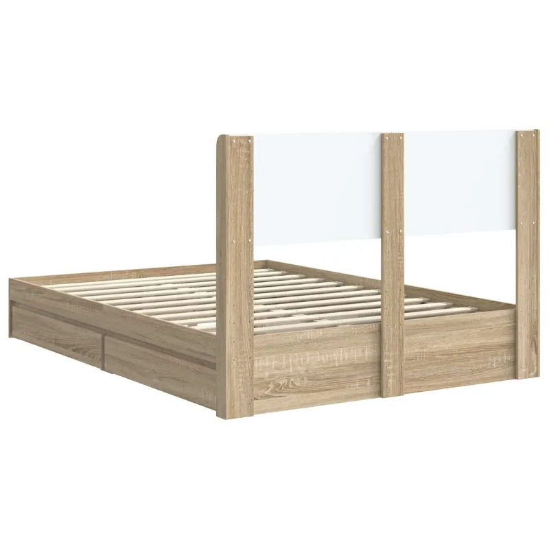 Lovos rėmas su saugojimu ir nugara Sonoma ąžuolas 135 x 190 cm