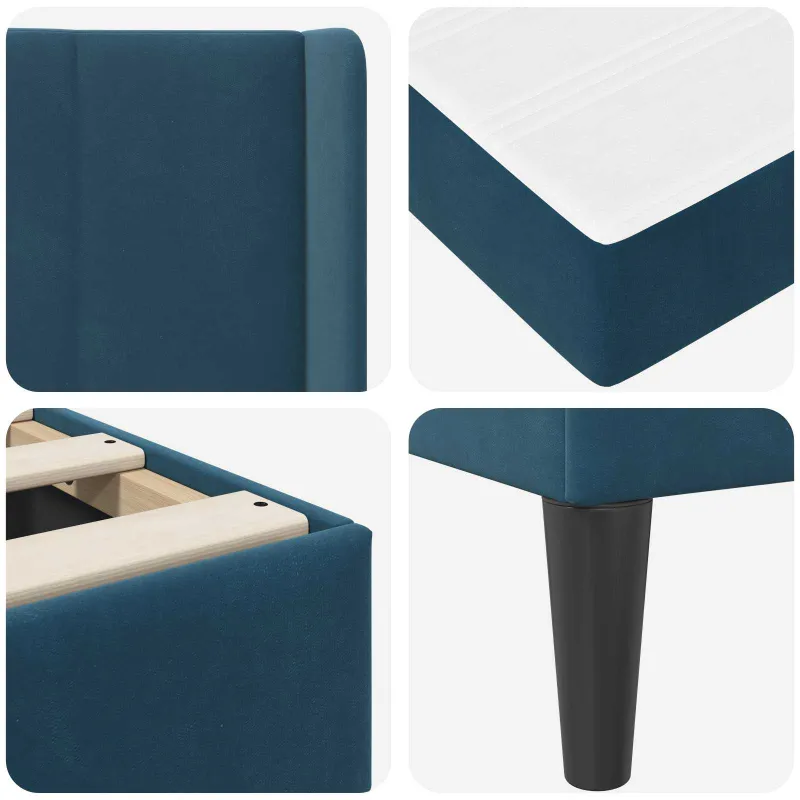 Lovos rėmas su čiužiniu Mėlyna 140 x 200 cm Aksomas