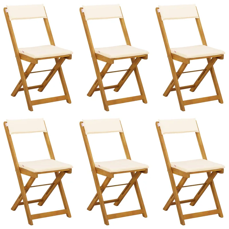 Lauko bistro kėdės 6 pcs Kreminė balta 40 x 53 x 80 cm