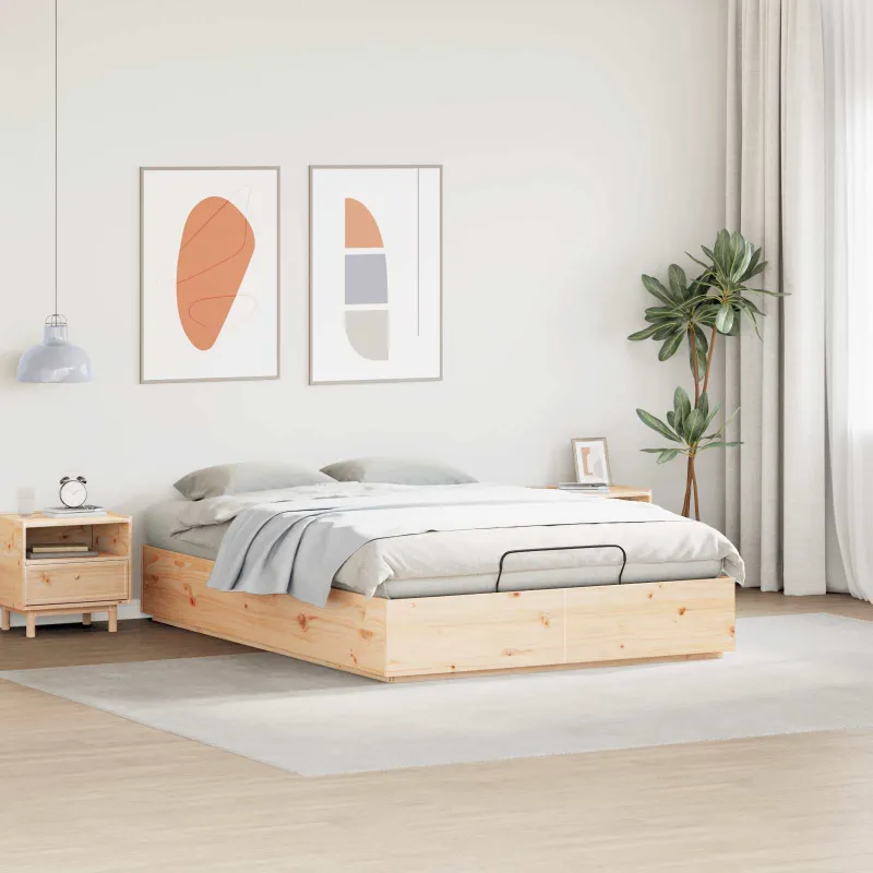 Otomano lovos rėmas Natūrali 160 x 200 cm Tvirtas pušies medis