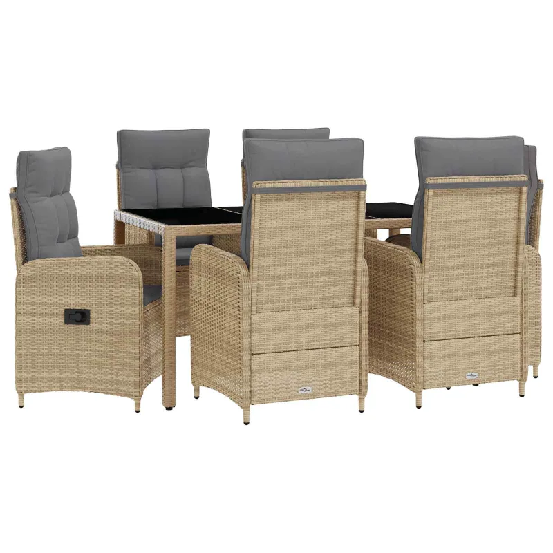 Lauko valgomojo komplektas 7 pcs Bežinė ir šviesiai pilka