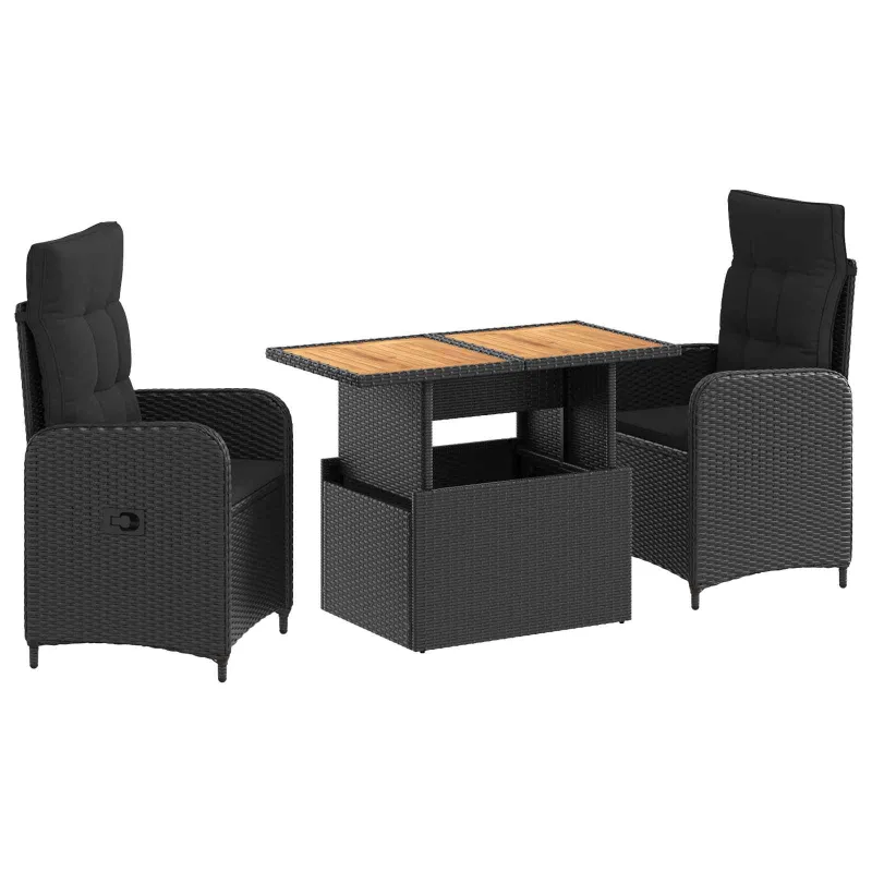 Lauko valgomojo komplektas 3 pcs Juoda