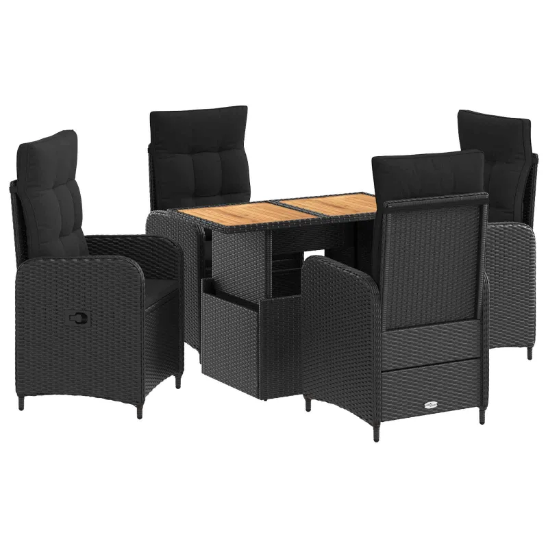 Lauko valgomojo komplektas 5 pcs Juoda