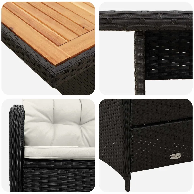 Lauko valgomojo komplektas 5 pcs Juoda ir kreminė balta