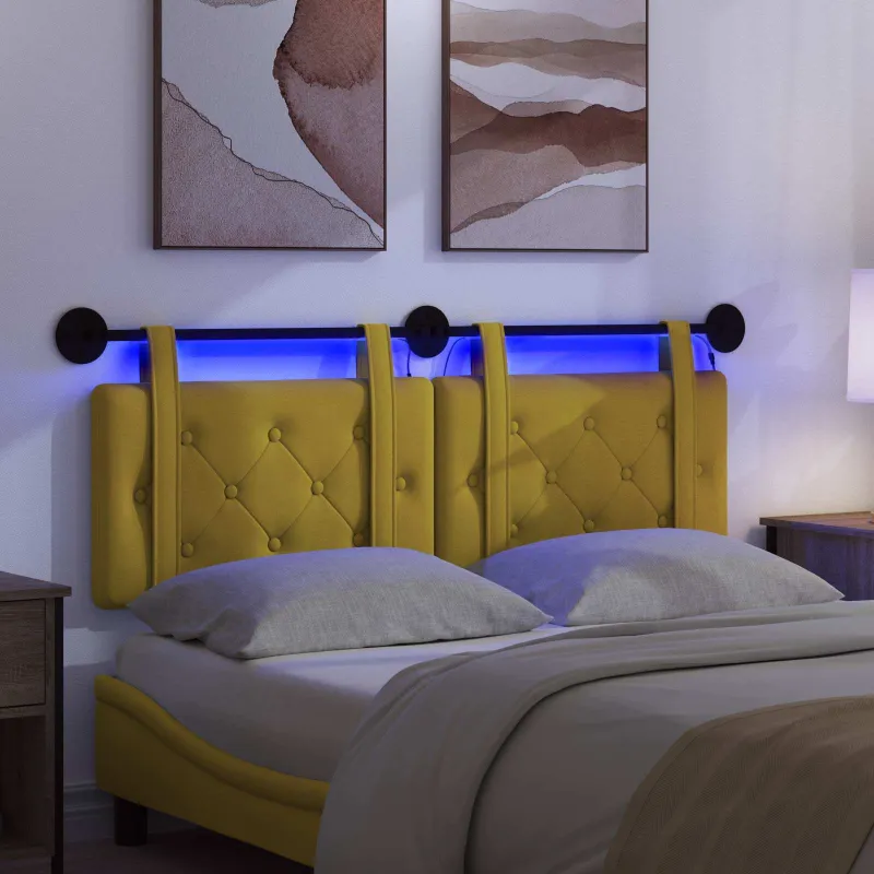 Pakabinamas lovos galvūgalis Su LED šviesa Geltona Aksomas