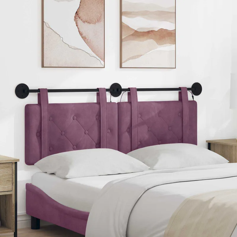 Pakabinamas lovos galvūgalis Su LED šviesa Violetinė Aksomas