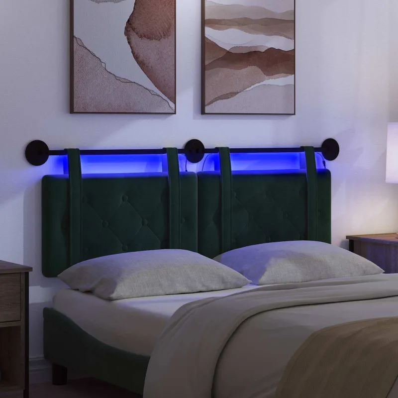 Pakabinamas lovos galvūgalis Su LED šviesa Tamsiai žalia
