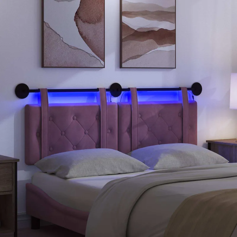 Pakabinamas lovos galvūgalis Su LED šviesa Violetinė Aksomas