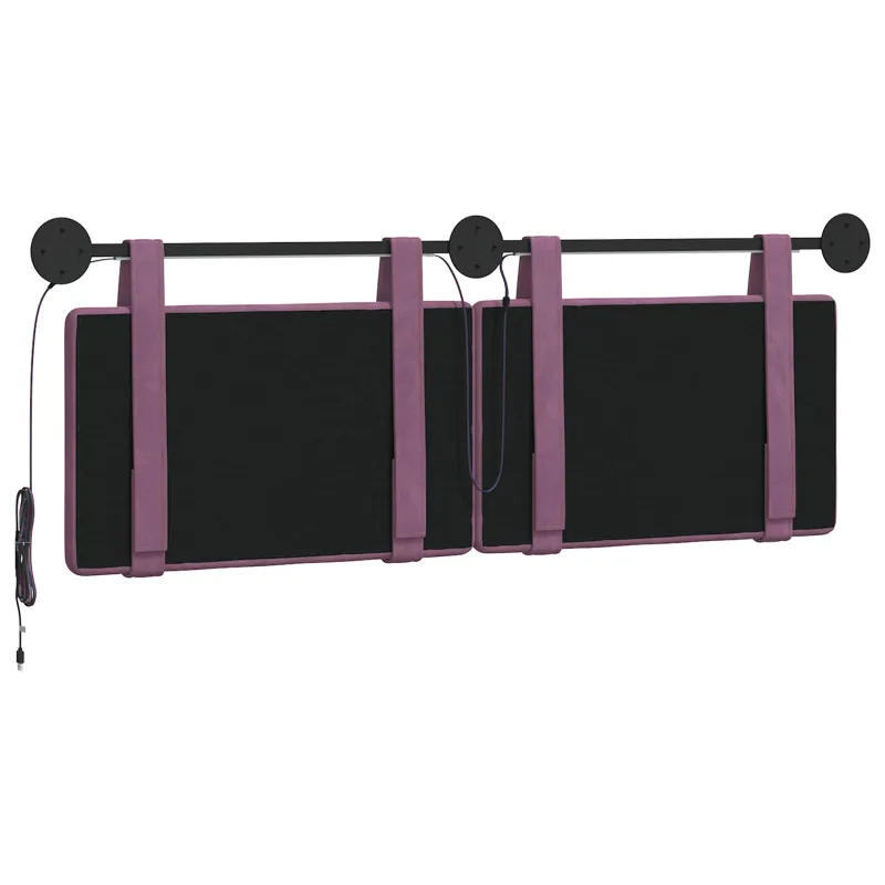 Pakabinamas lovos galvūgalis Su LED šviesa Violetinė Aksomas