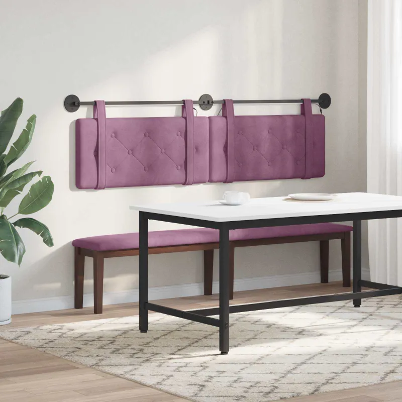 Pakabinamas lovos galvūgalis Su LED šviesa Violetinė Aksomas