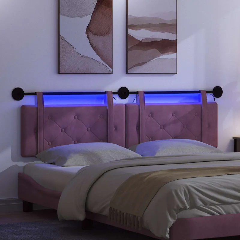 Pakabinamas lovos galvūgalis Su LED šviesa Violetinė Aksomas
