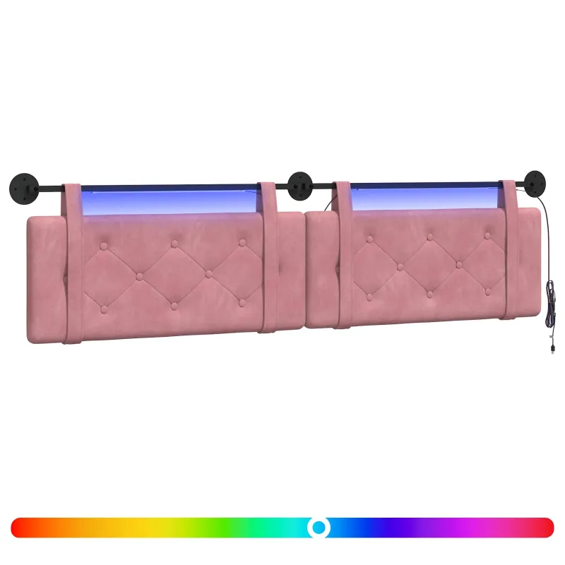 Pakabinamas lovos galvūgalis Su LED šviesa Rožinė Aksomas