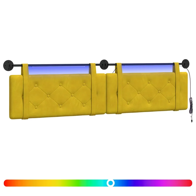 Pakabinamas lovos galvūgalis Su LED šviesa Geltona Aksomas