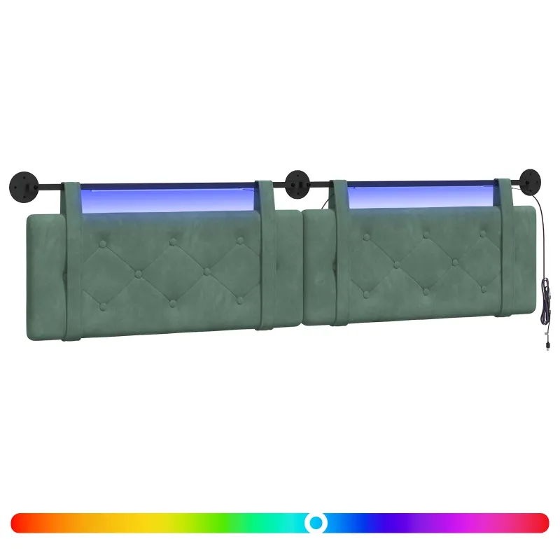 Pakabinamas lovos galvūgalis Su LED šviesa Jūrinė žalia Aksomas
